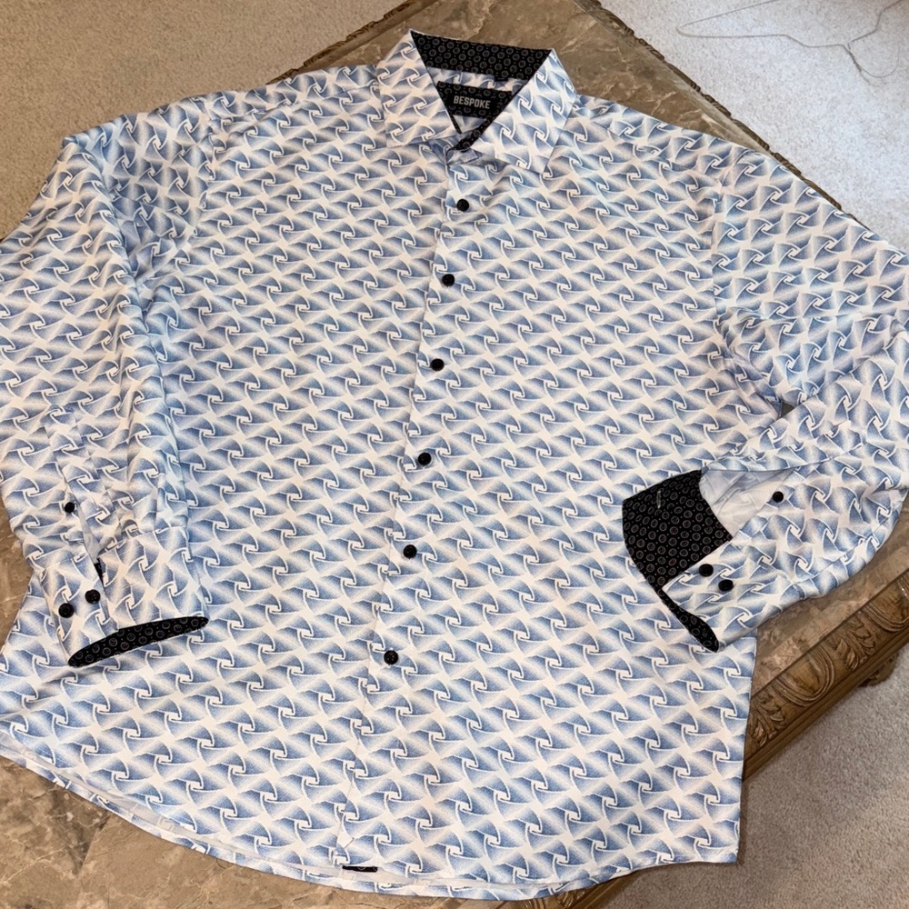 Bespoke blue pattern button down